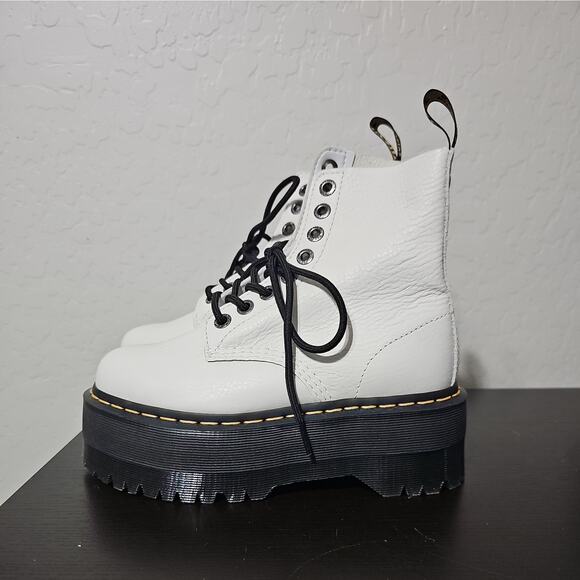 NEW Dr. Martens 1460 Pascal Max Boots White Pisa Leather Platform Womens US 6 - Picture 3 of 5